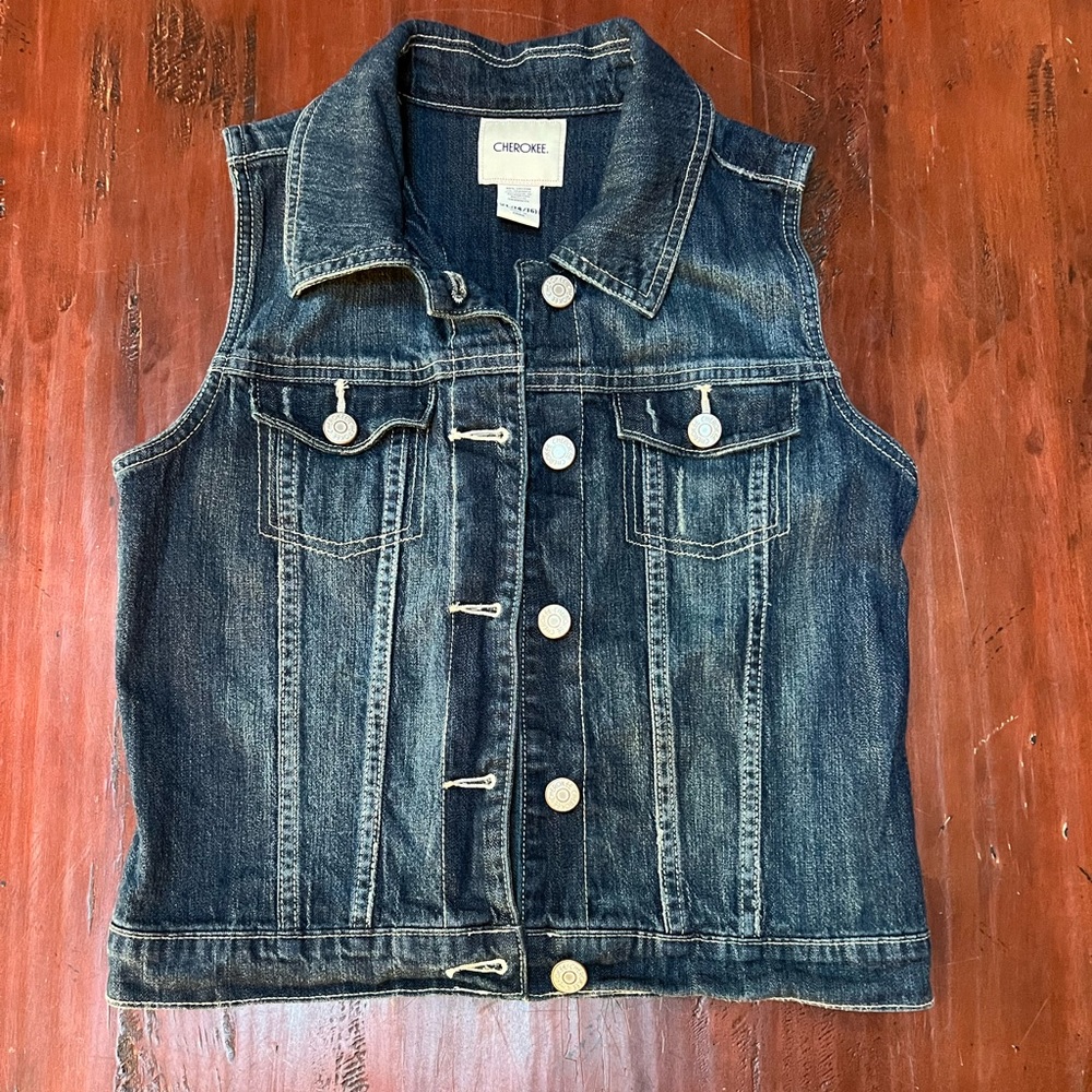 Cherokee Cropped Denim Vest XL